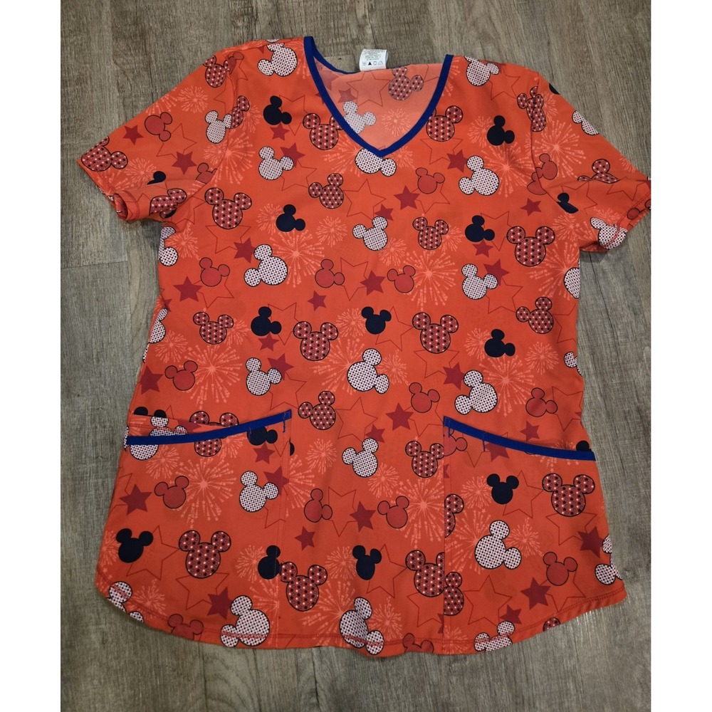 Performance Stretch Disney Mickey Mouse Scrub top In Size‎ M W/Pockets